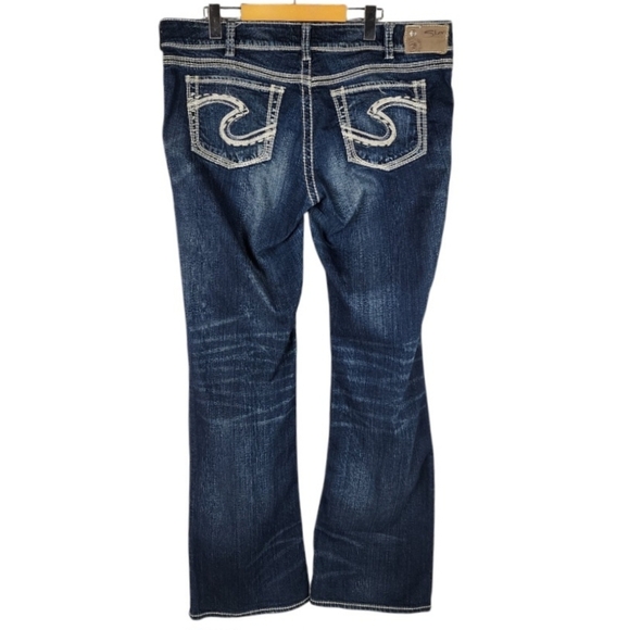 Silver Jeans Suki Mid Rise Slim Bootcut Dark Wash Size 36W/33L Rodeo Festival - Picture 2 of 16